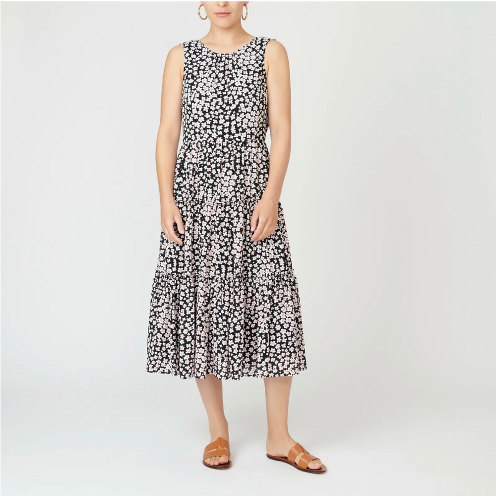 Jcrew Tiered midi dress in poppy garden print